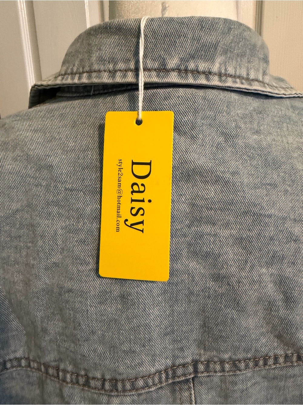 Daisy Light Blue Denim Jacket with Multicolor Patches - Picture 5 of 6